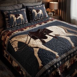Prairie Horse 3 Piece Quilted Bedding Set Gift For Horse Lovers