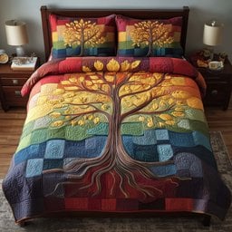 Celestial Tree 3 Piece Quilted Bedding Set Gift For Nature Lovers