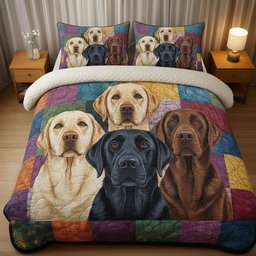 Labrador Dog 3 Piece Quilted Bedding Set Gift For Dog Lovers