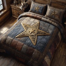 Sheriff Star Cowboy 3 Piece Quilted Bedding Set Gift For Western Lovers