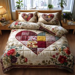 Spring Patch 3 Piece Quilted Bedding Set Gift For Flower Lovers