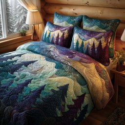 Celestial Lights 3 Piece Quilted Bedding Set Gift For Home Decor Lovers