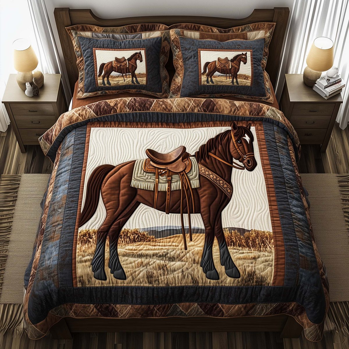 Horse Pride 3 Piece Quilted Bedding Set Gift For Horse Lovers