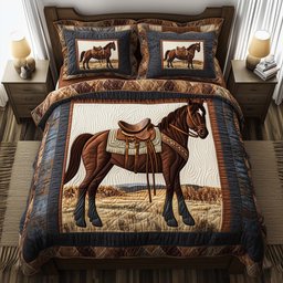 Horse Pride 3 Piece Quilted Bedding Set Gift For Horse Lovers