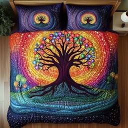 Tree of Life 3 Piece Quilted Bedding Set Gift For Home Decor Lovers