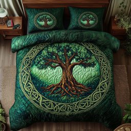 Tree of Life 3 Piece Quilted Bedding Set Gift For Home Decor Lovers