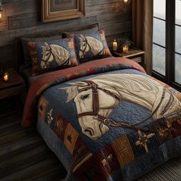Horse Pride 3 Piece Quilted Bedding Set Gift For Horse Lovers