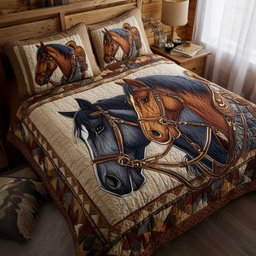 Horse Spirit 3 Piece Quilted Bedding Set Gift For Horse Lovers