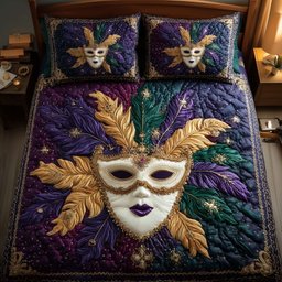 Masquerade Dream 3 Piece Quilted Bedding Set Gift For Home Decor Lovers