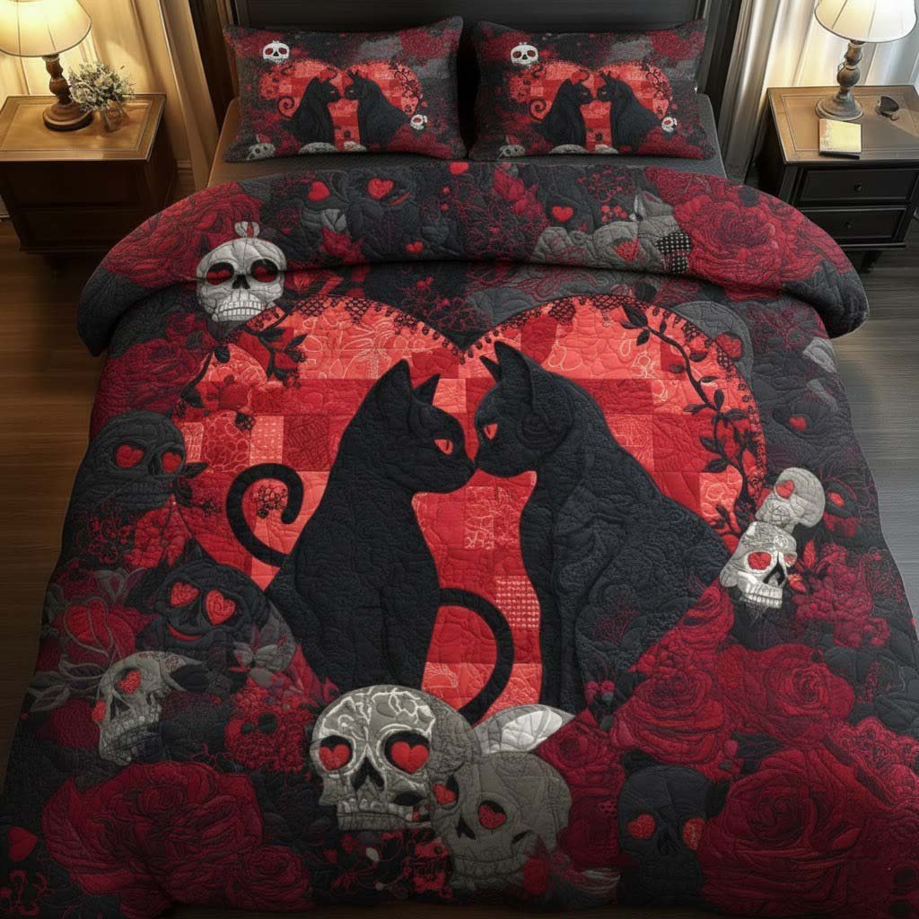 Til Death Do US Part 3 Piece Quilted Bedding Set Gift For Gothic Decor Lovers