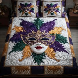 Masquerade Dream 3 Piece Quilted Bedding Set Gift For Home Decor Lovers