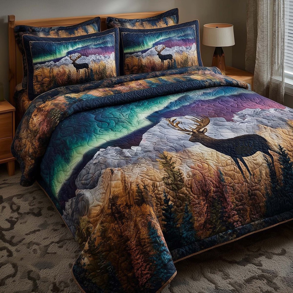 Aurora Dream 3 Piece Quilted Bedding Set Gift For Home Decor Lovers