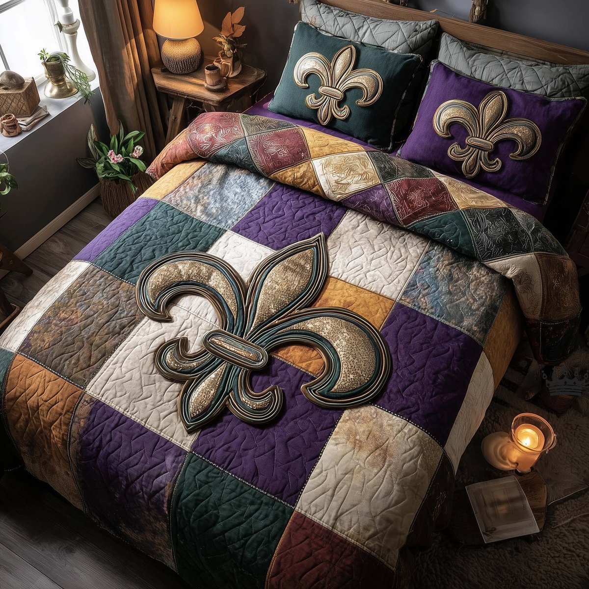 Carnival Crest 3 Piece Quilted Bedding Set Gift For Home Decor Lovers
