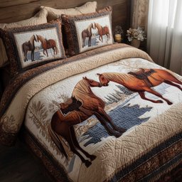Horse Spirit 3 Piece Quilted Bedding Set Gift For Horse Lovers