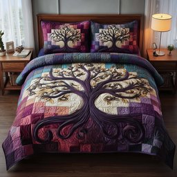 Celestial Tree 3 Piece Quilted Bedding Set Gift For Nature Lovers