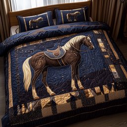 Majestic Force Horse 3 Piece Quilted Bedding Set Gift For Horse Lovers