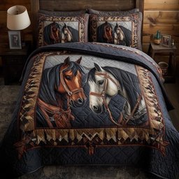 Horse Spirit 3 Piece Quilted Bedding Set Gift For Horse Lovers