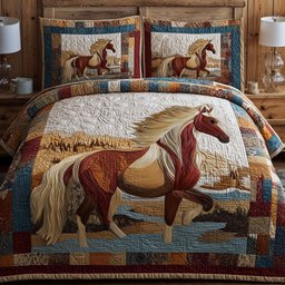 Majestic Force Horse 3 Piece Quilted Bedding Set Gift For Horse Lovers