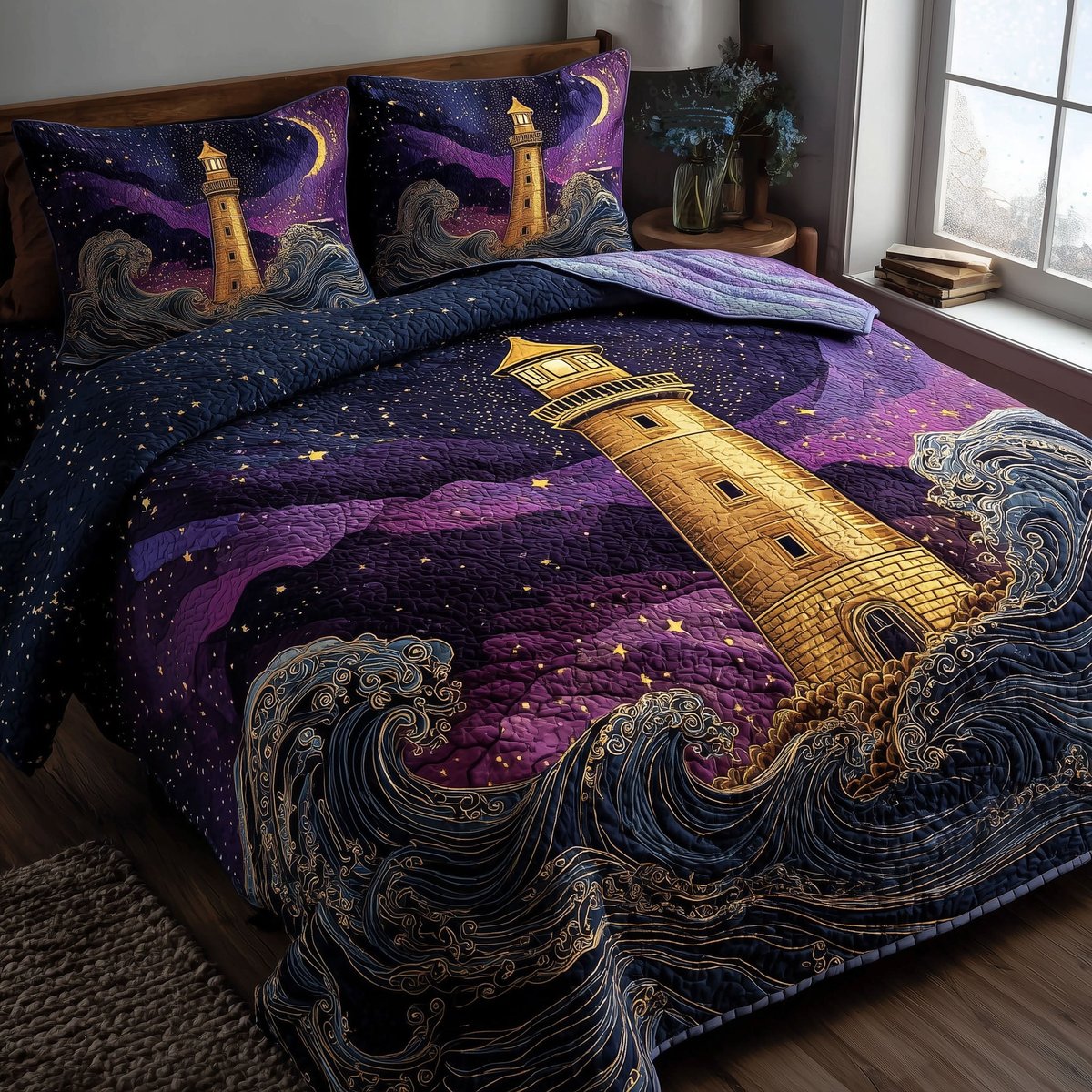 Mariner Spire Nautical 3 Piece Quilted Bedding Set Gift For Beach Lovers