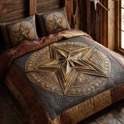 Sheriff Star 3 Piece Quilted Bedding Set Gift For Western Lovers