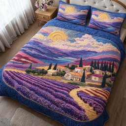 Sunrise Lavender 3 Piece Quilted Bedding Set Gift For Home Decor Lovers