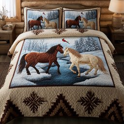 Horse Spirit 3 Piece Quilted Bedding Set Gift For Horse Lovers