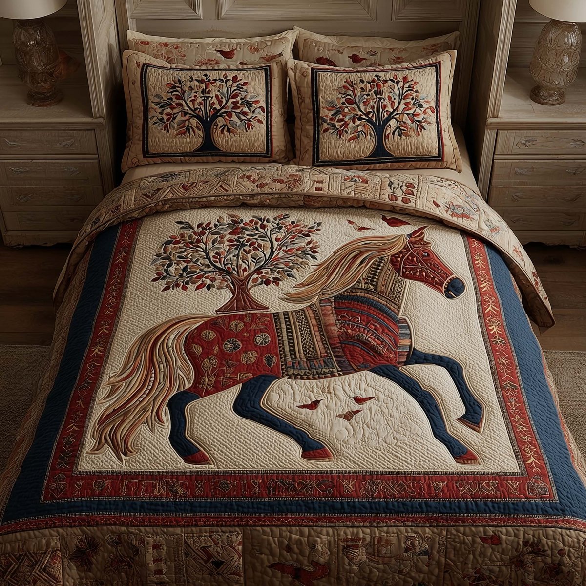 Majestic Force Horse 3 Piece Quilted Bedding Set Gift For Horse Lovers