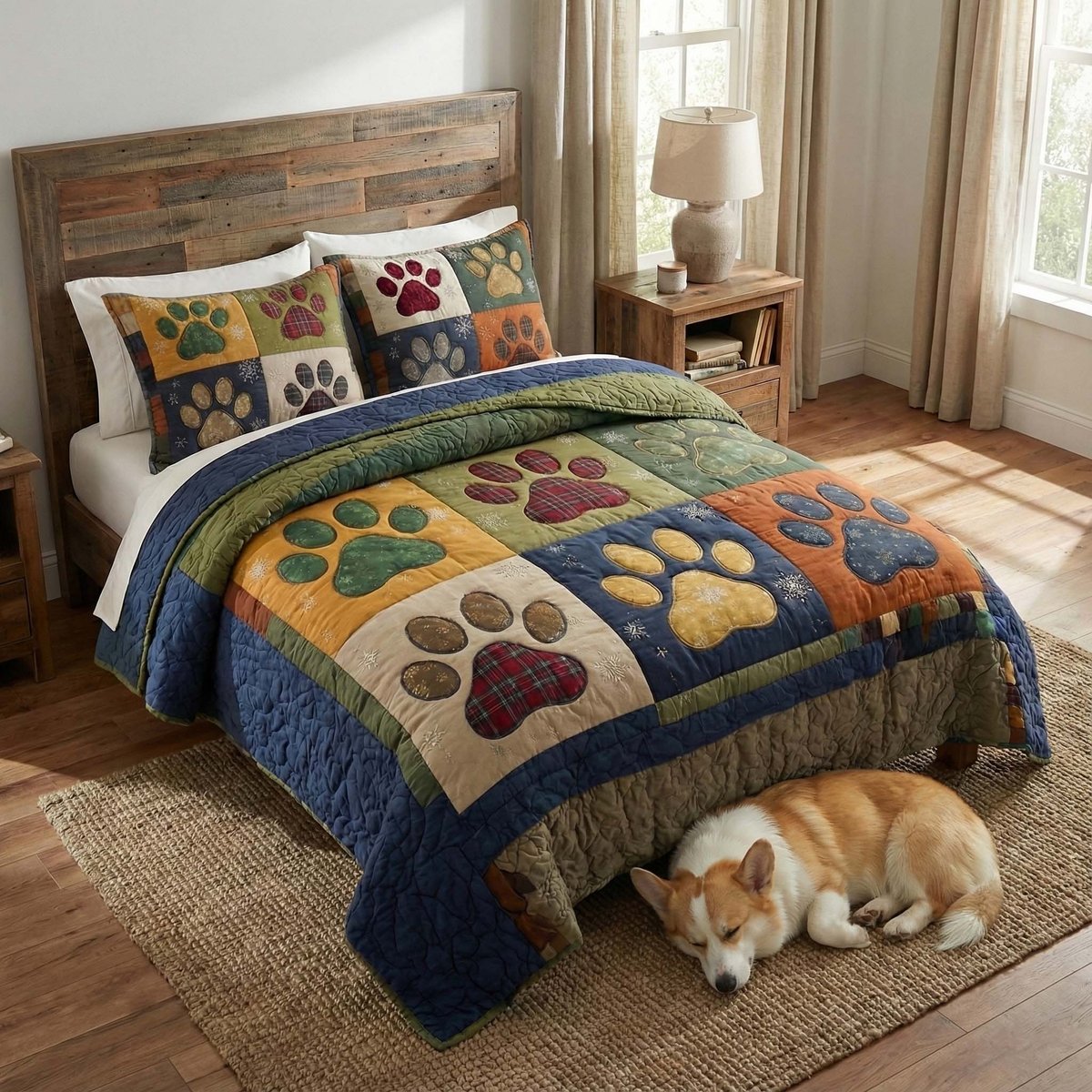 Loyal Steps 3 Piece Quilted Bedding Set Gift For Dog Lovers
