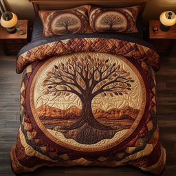 Tree of Life 3 Piece Quilted Bedding Set Gift For Home Decor Lovers