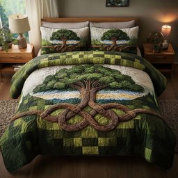 Eternal Roots 3 Piece Quilted Bedding Set Gift For Nature Lovers