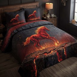 Majestic Horse 3 Piece Quilted Bedding Set Gift For Horse Lovers