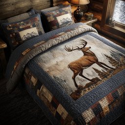 Deer 3 Piece Quilted Bedding Set Gift For Hunters