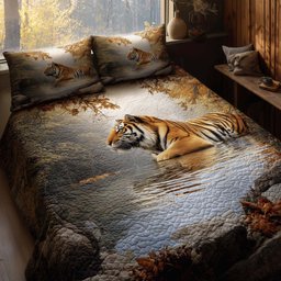 Majestic Tiger 3 Piece Quilted Bedding Set Gift For Nature Lovers