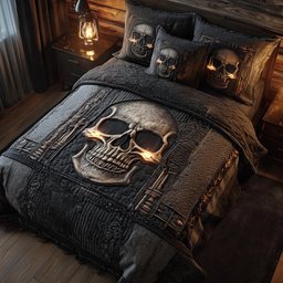 Dark Romance Skull 3 Piece Quilted Bedding Set Gift For Flower Lovers