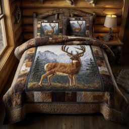 Deer 3 Piece Quilted Bedding Set Gift For Hunters