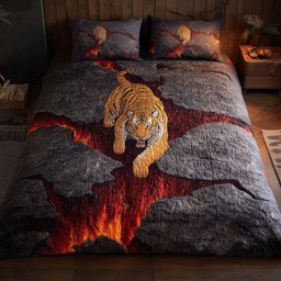 Majestic Tiger 3 Piece Quilted Bedding Set Gift For Nature Lovers