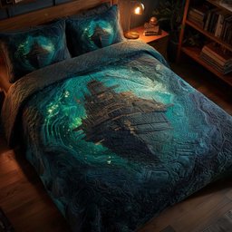 Majestic Ship Bear 3 Piece Quilted Bedding Set Gift For Bear Lovers