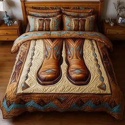 Rodeo Roundup Cowboy 3 Piece Quilted Bedding Set Gift For Western Lovers