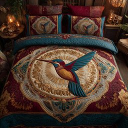 Hummingbird Heaven 3 Piece Quilted Bedding Set Gift For Bird Lovers