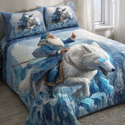 Santa Journey 3 Piece Quilted Bedding Set Christmas Gift For Holiday Decor Lovers