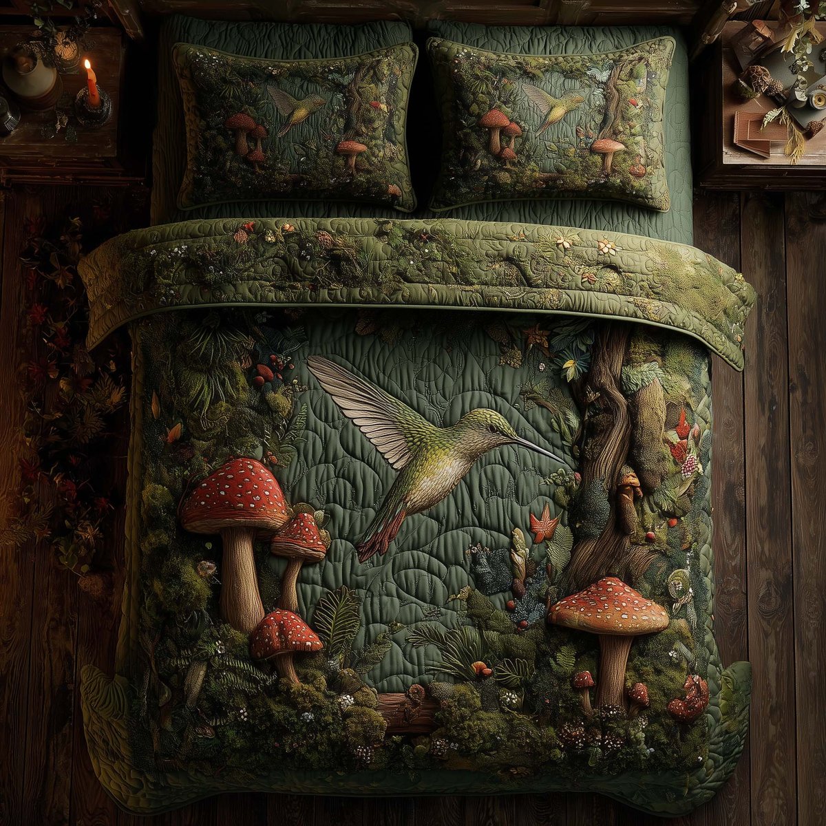 Hummingbird Heaven 3 Piece Quilted Bedding Set Gift For Bird Lovers