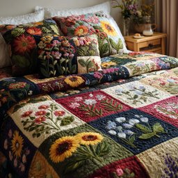 Wild Flora 3 Piece Quilted Bedding Set Gift For Flower Lovers