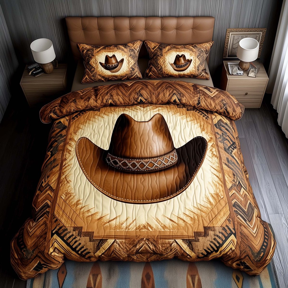 Rodeo Roundup Cowboy 3 Piece Quilted Bedding Set Gift For Western Lovers