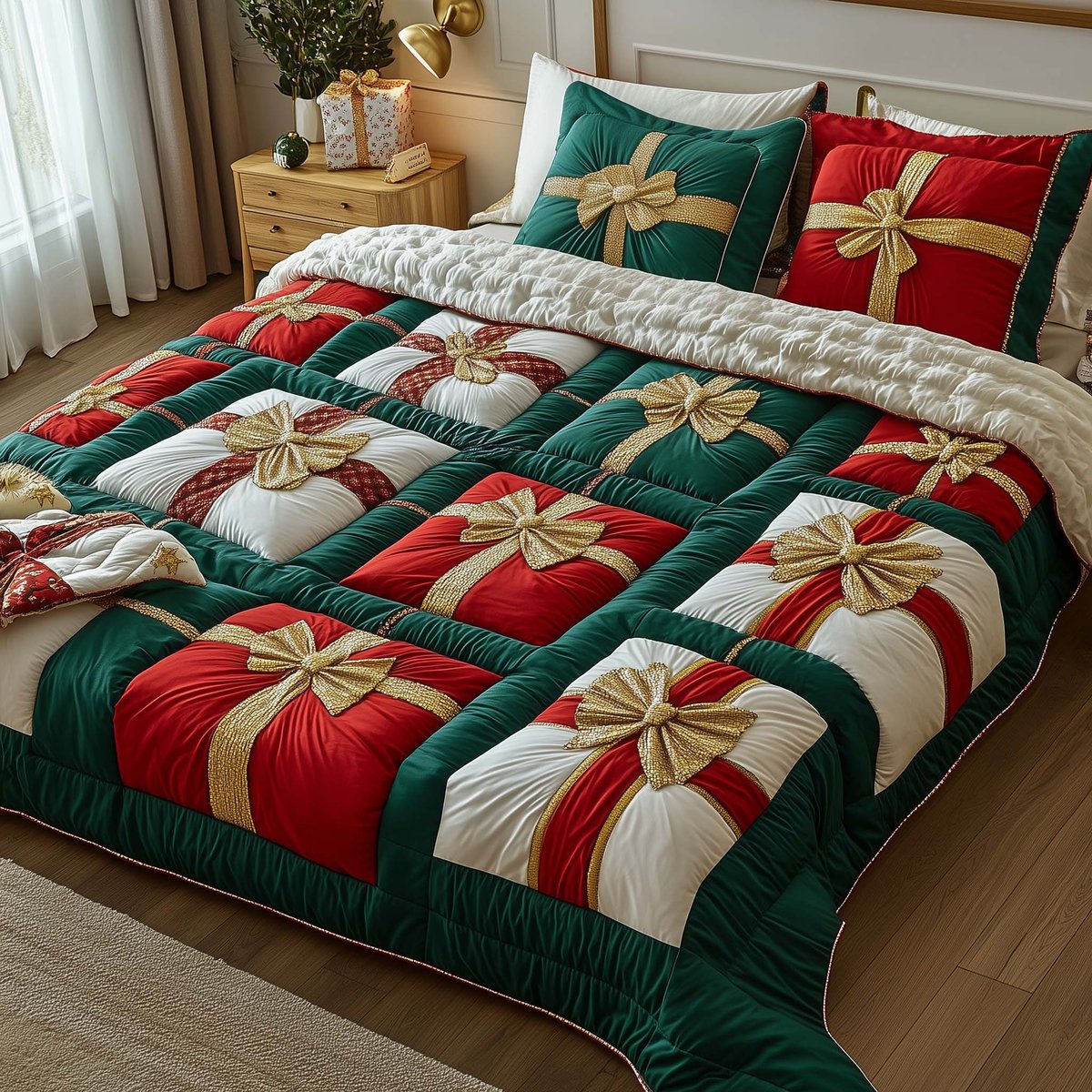 Patchwork Gifts 3 Piece Quilted Bedding Set Gift For Home Decor Lovers