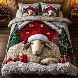 Frosted Homestead 3 Piece Quilted Bedding Set Gift For Farmhouse Decor Lovers