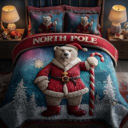 North Bear Duvet Cover Set 3 Piece Quilted Bedding Set Gift For Bear Lovers