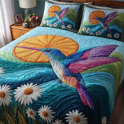 Hummingbird Heaven 3 Piece Quilted Bedding Set Gift For Bird Lovers