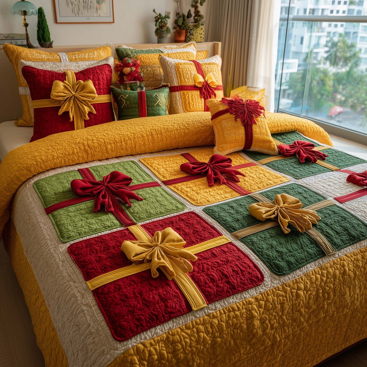 Patchwork Gifts 3 Piece Quilted Bedding Set Gift For Home Decor Lovers