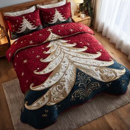 Evergreen Charm 3 Piece Quilted Bedding Set Gift For Holiday Decor Lovers
