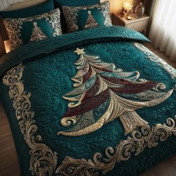 Evergreen Charm 3 Piece Quilted Bedding Set Gift For Holiday Decor Lovers